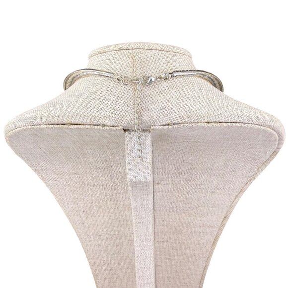 Vintage Owl Pendant Necklace Silver Tone Chain & Turquoise Accents Unique Statem - Picture 2 of 5